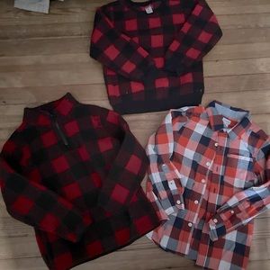 Boys Christmas clothing bundle lot buffalo plaid pullover shirts winter holiday